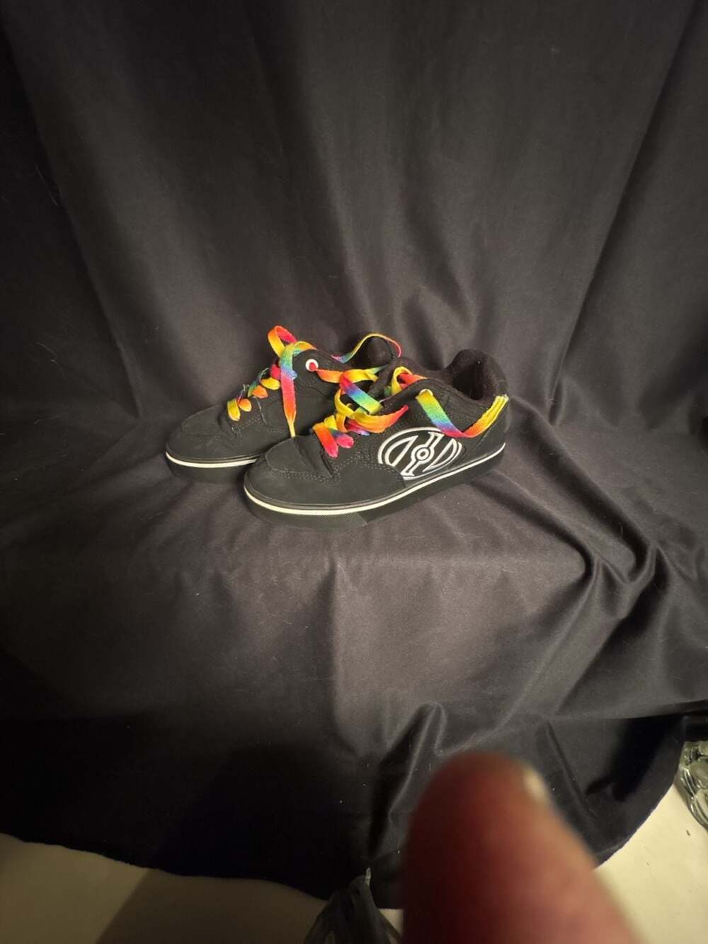 Heelys Black and Rainbow Roller Shoes with Rainbow Laces